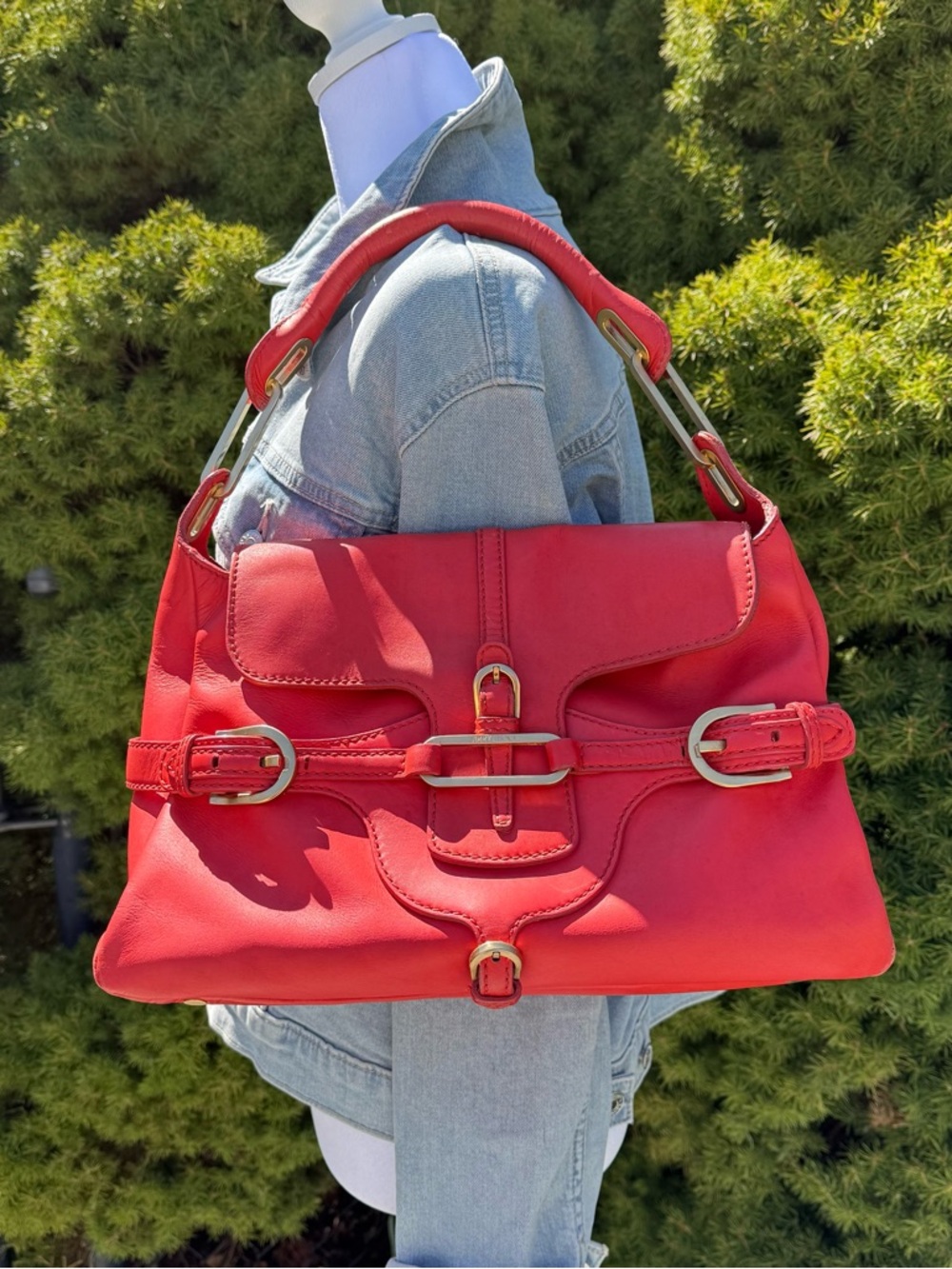 Jimmy Choo Red Leather Shoulder Bag - Stylish Women's Handbag